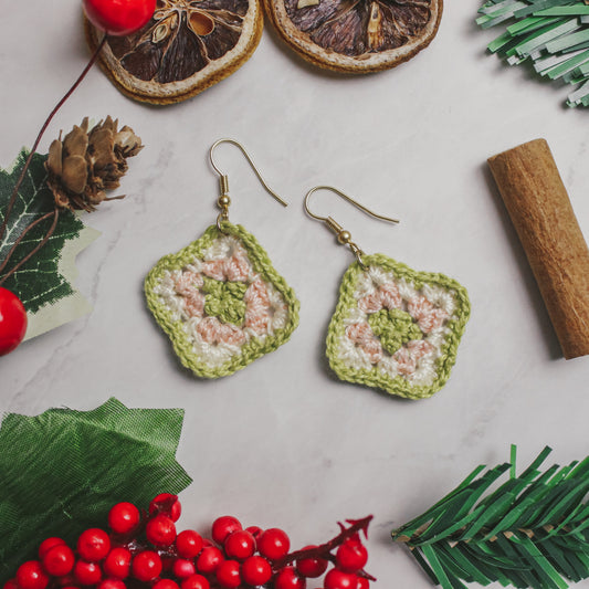 FREE Written Pattern & Chart - Easy Mini Granny Square Earrings