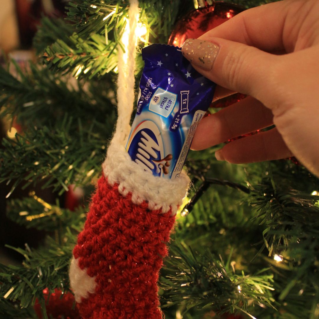 Crochet Surprise Stocking Christmas Tree Ornament Written Pattern, Crochet Stocking Written Pattern, Crochet, Brunaticality