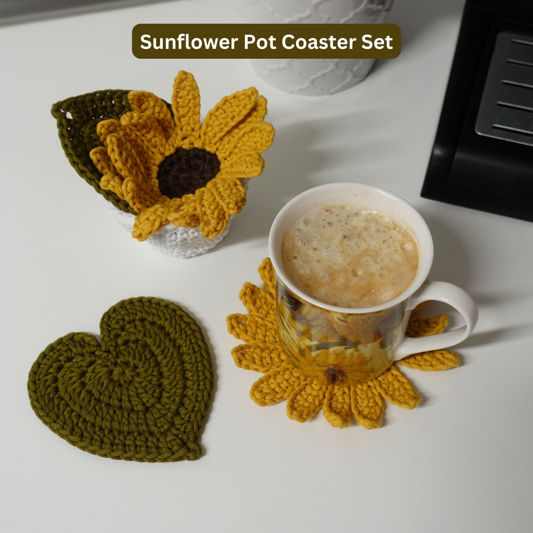 Crochet Pattern Bundle, 7 Crochet Coaster Patterns, Crochet Coaster, Crochet Plant Pot Coaster, Brunaticality