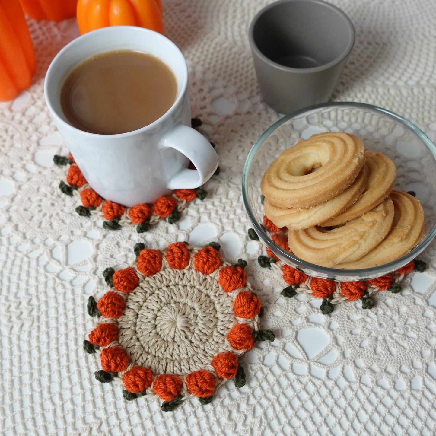 Crochet Pumpkin Coaster and Plant Pot Written Pattern, crochet plant pot coaster pattern, crochet pumpkin, Brunaticality