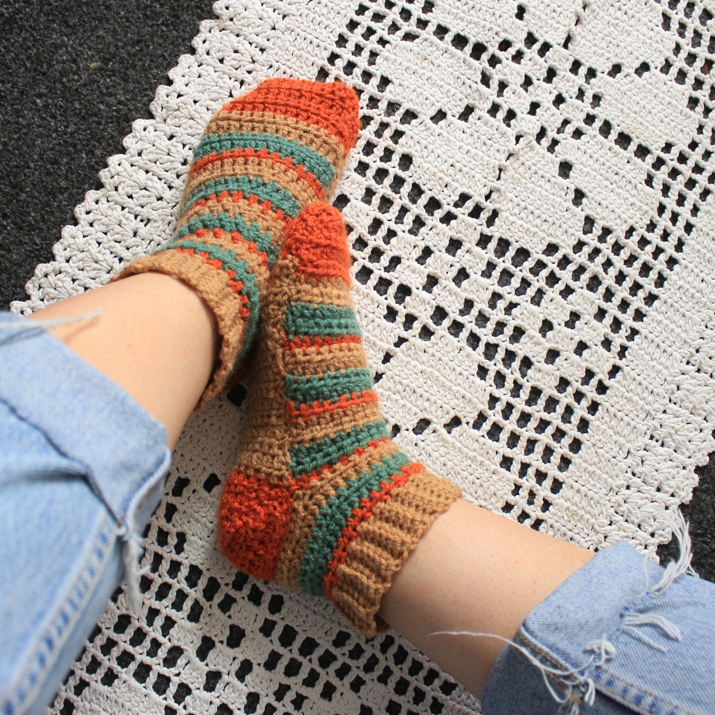 Crochet Socks Written Pattern, The Flat Crochet Socks Pattern, Brunaticality
