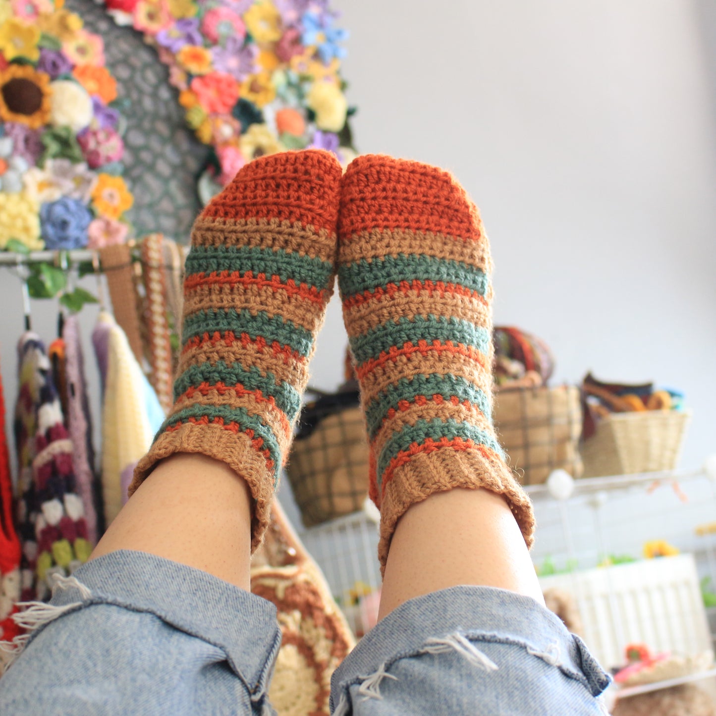 Crochet Socks Written Pattern, The Flat Crochet Socks Pattern, Brunaticality