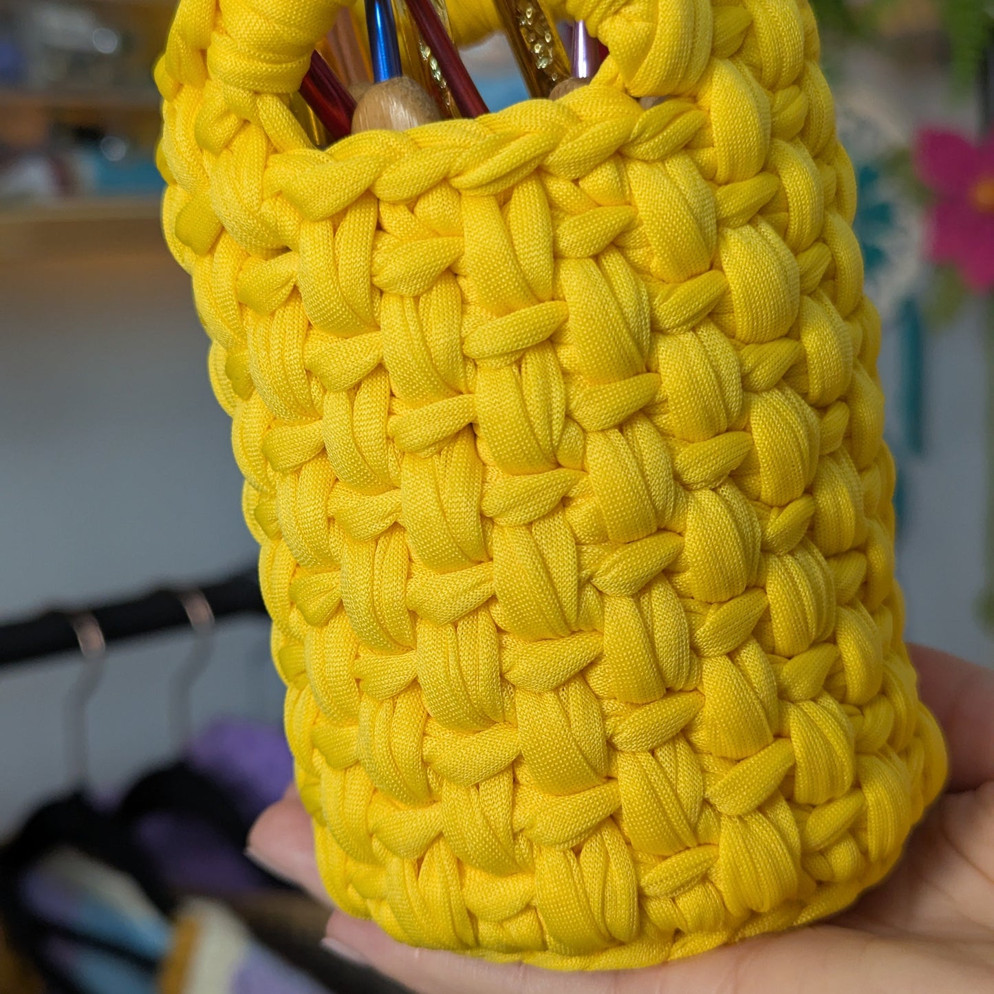 Crochet Basket Pattern | Adjustable T-Shirt Yarn Basket with Handles | Easy Beginner Crochet Storage Basket PDF | Crochet Written Pattern