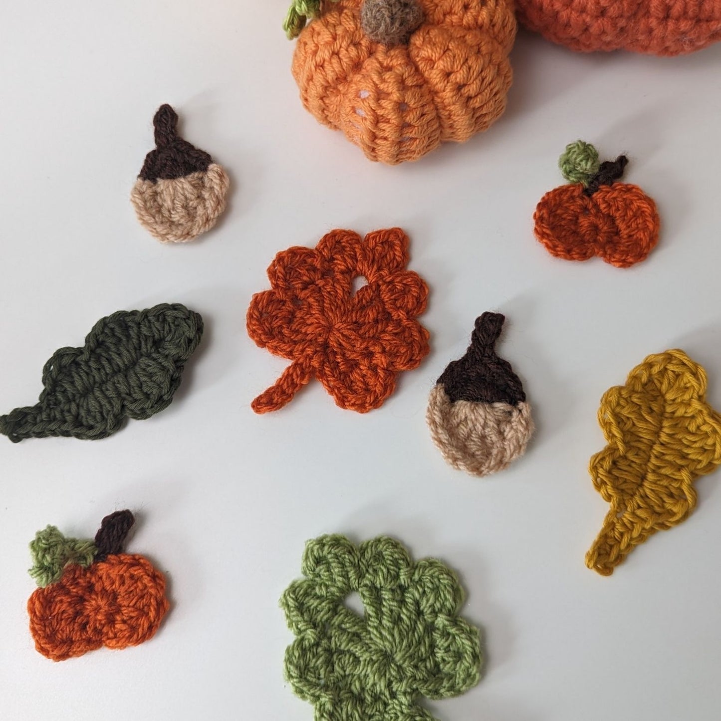 Crochet Autumn Appliques Set of 4, Crochet Written Pattern, Crochet, Brunaticality