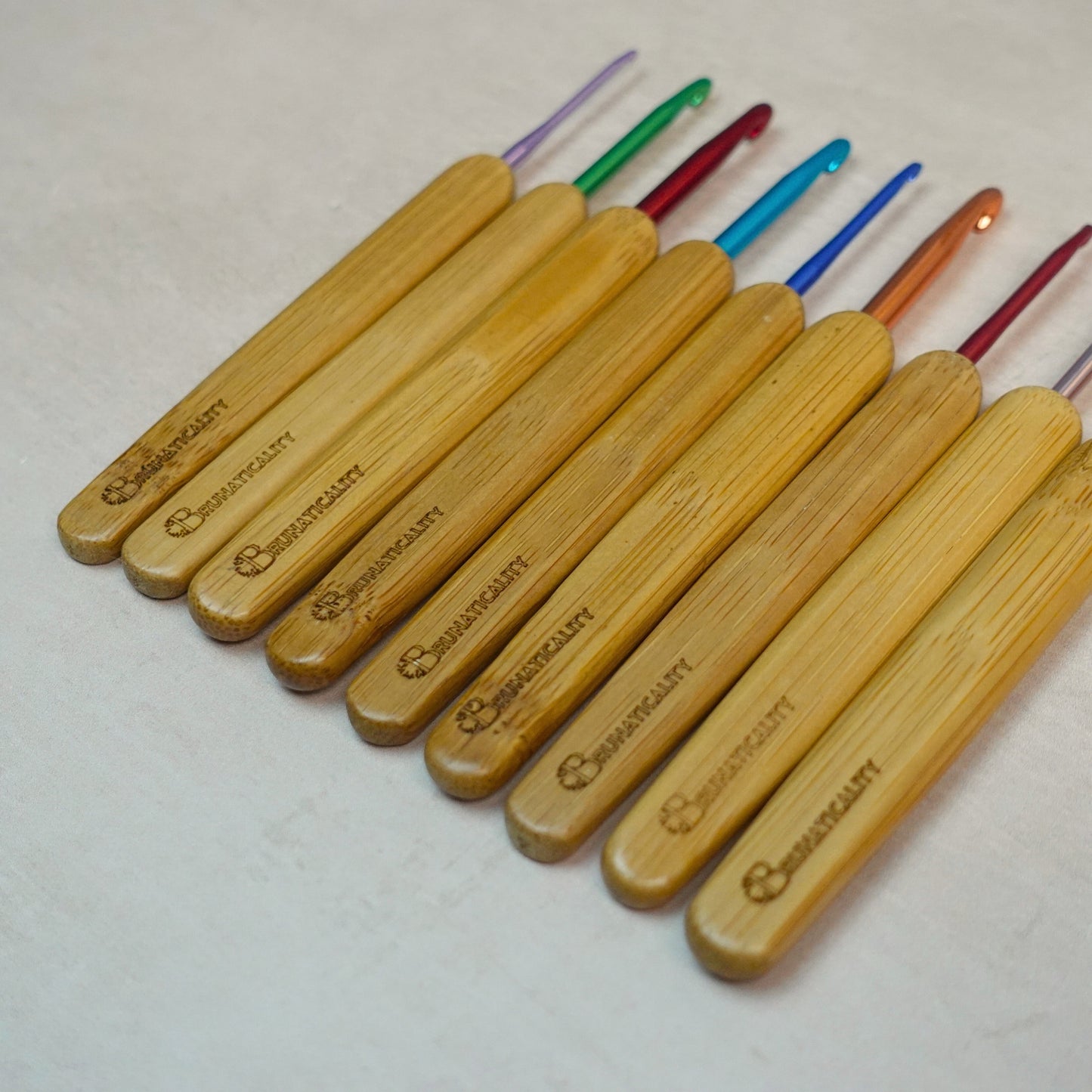 Rainbow Bamboo Crochet Hook Set - Ergonomic Colourful Hooks + 5 Bonus Patterns (PDF), Perfect Gift for Crocheters