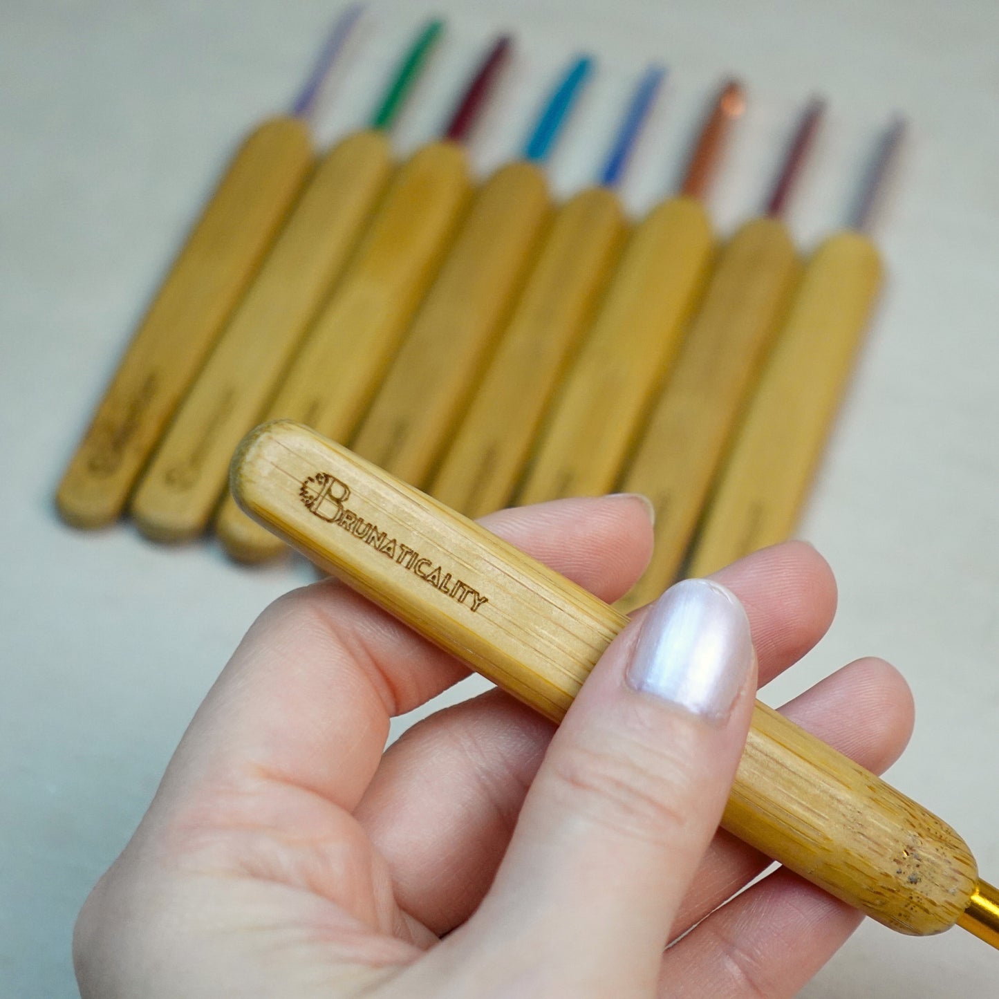 Rainbow Bamboo Crochet Hook Set - Ergonomic Colourful Hooks + 5 Bonus Patterns (PDF), Perfect Gift for Crocheters