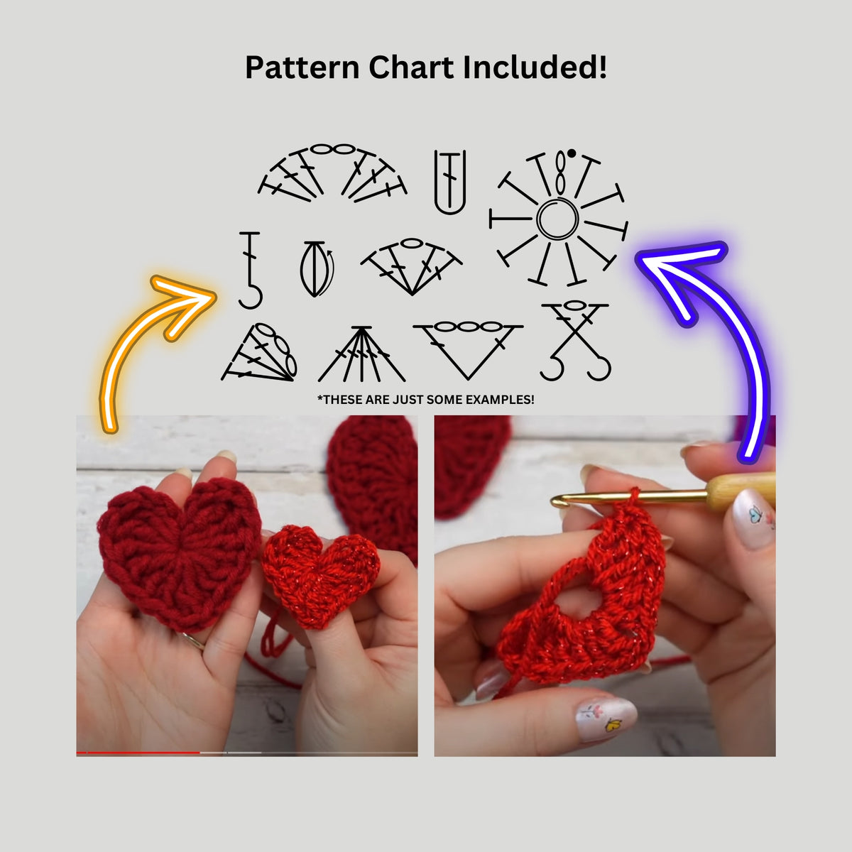 Crochet Heart Pattern - 3 SIZES, Crochet Heart, Heart Crochet, Crochet ...