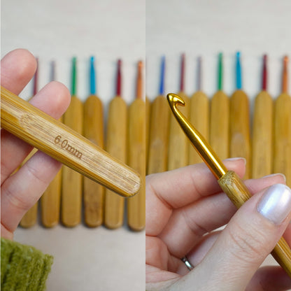 Rainbow Bamboo Crochet Hook Set - Ergonomic Colourful Hooks + 5 Bonus Patterns (PDF), Perfect Gift for Crocheters