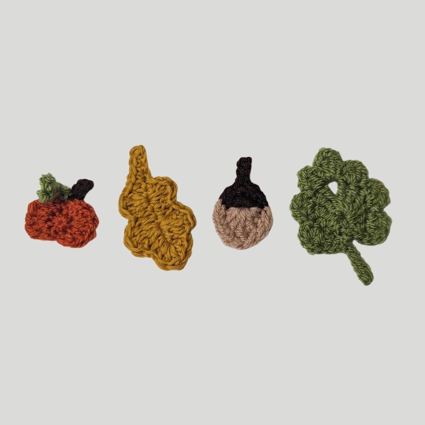 Crochet Autumn Appliques Set of 4, Crochet Written Pattern, Crochet, Brunaticality