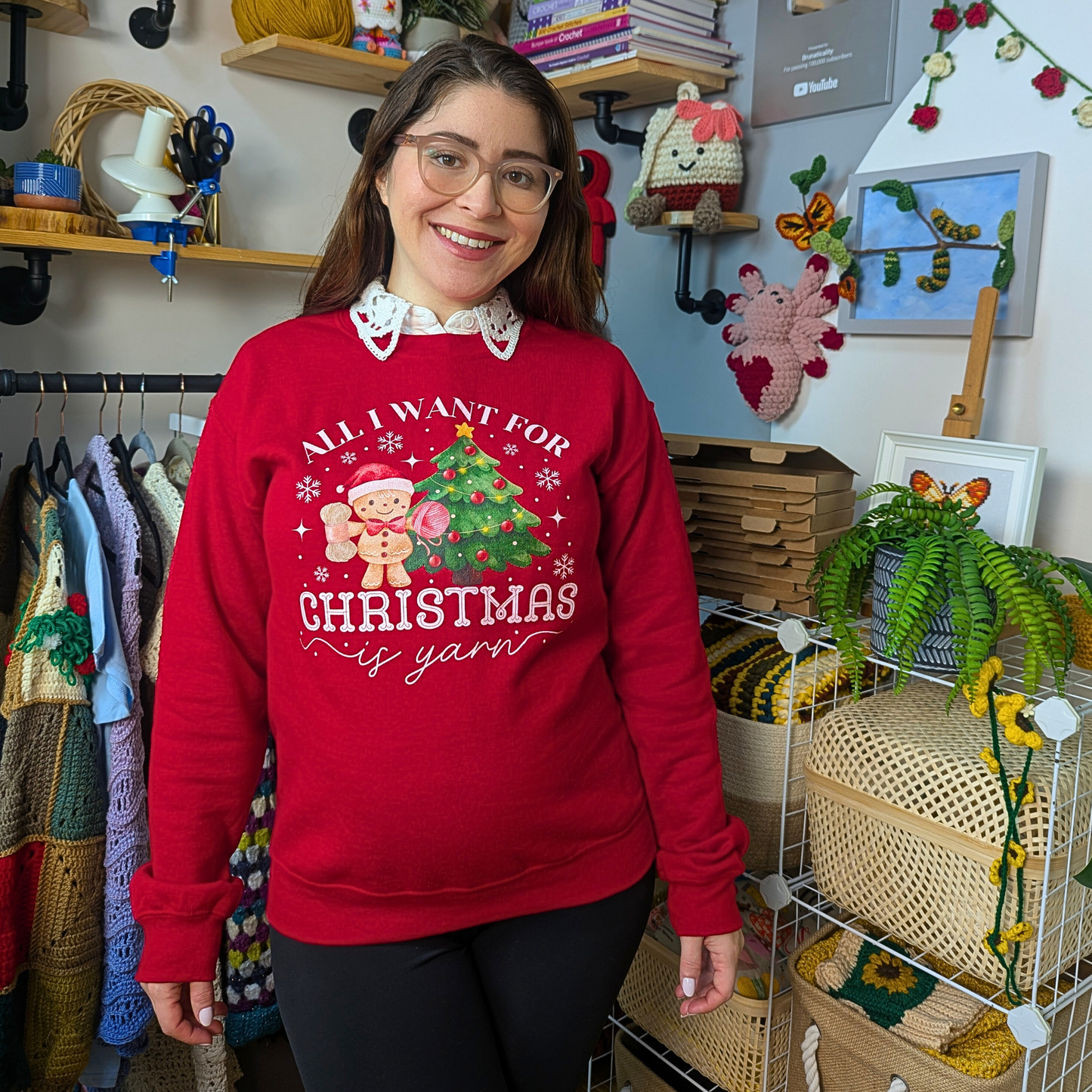 All I Want for Christmas is Yarn Pullover Sweatshirt - Perfect for Crochet Lovers