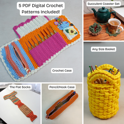 Rainbow Bamboo Crochet Hook Set - Ergonomic Colourful Hooks + 5 Bonus Patterns (PDF), Perfect Gift for Crocheters