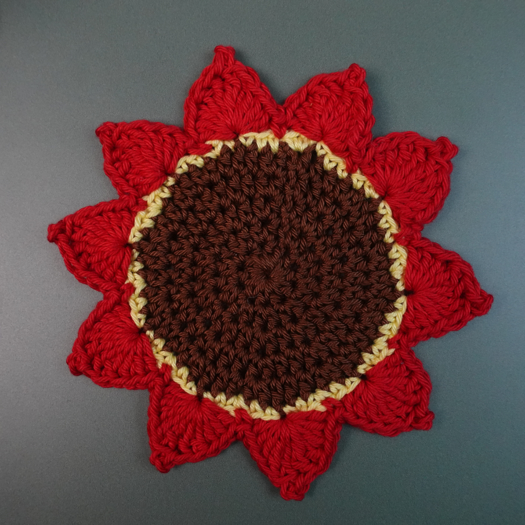 Crochet Poinsettia Flower Pot Coaster Set Written Pattern, Brunaticality