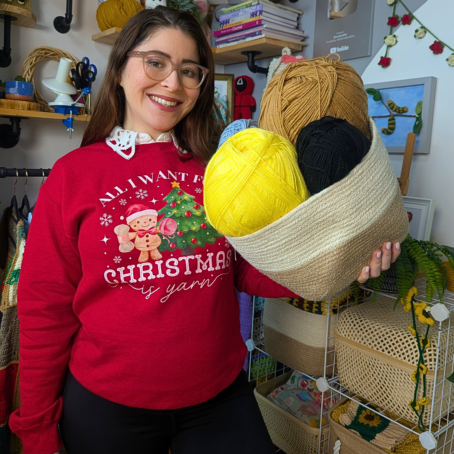 All I Want for Christmas is Yarn Pullover Sweatshirt - Perfect for Crochet Lovers