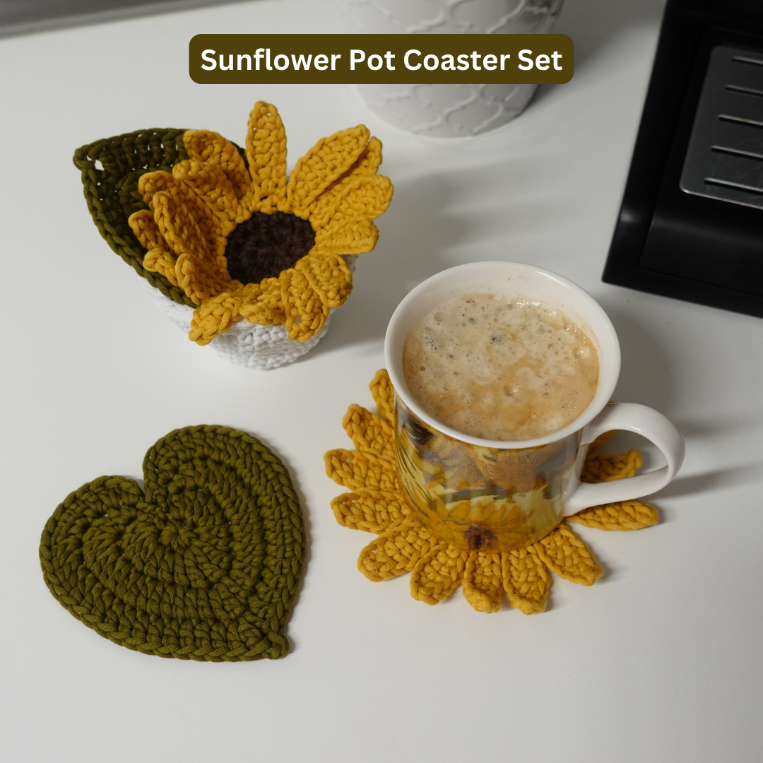 Crochet Flower Pot Coaster Set Pattern, Crochet Plant Pot Coaster Set  Pattern, Crochet Pattern, Crochet, Brunaticality 