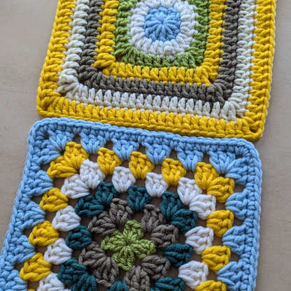 Easy granny square crochet patterns - 2 designs, classic square, crochet square, step-by-step photos, how to crochet, Brunaticality