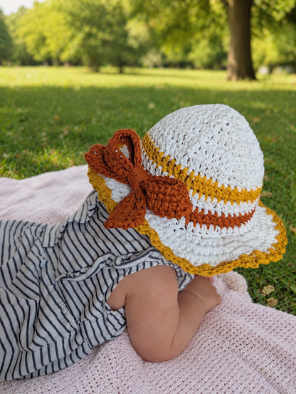 Easy Baby Sun Hat Crochet Pattern | Sizes 0–12 Months 4 Sizes | PDF Digital Download