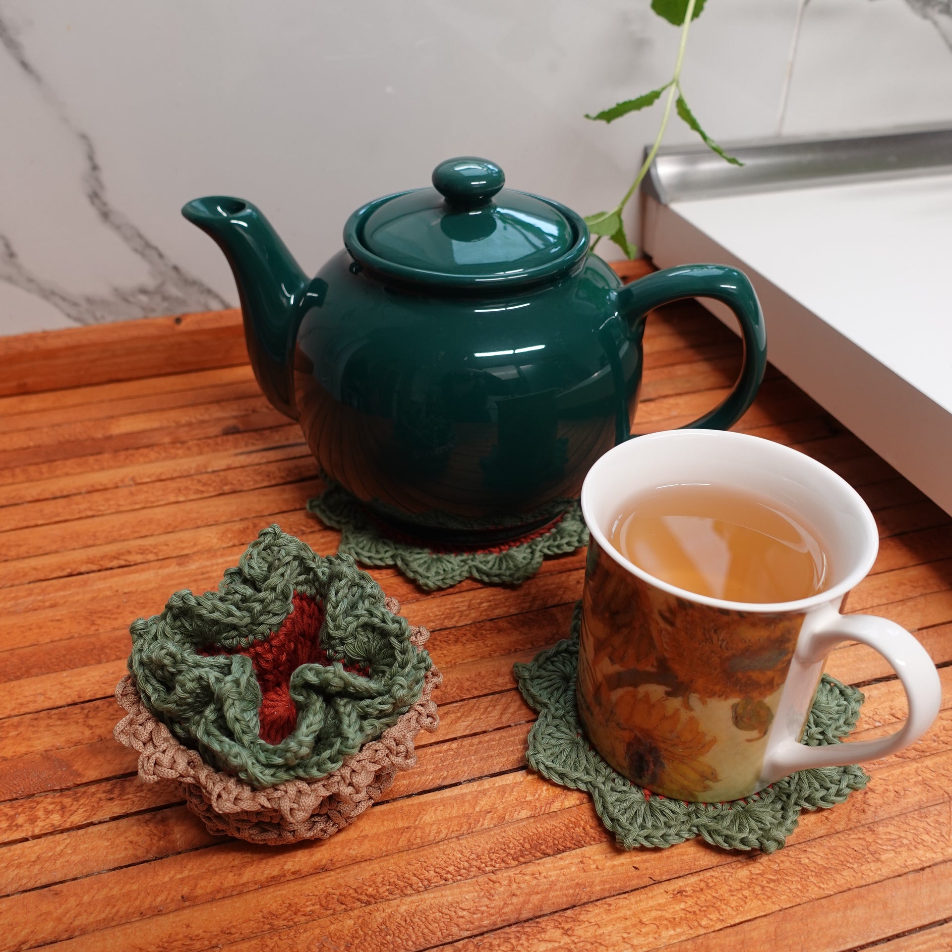 succulent coasters Crochet Succulent Plant Pot Coaster Set Written Pattern, Brunaticality