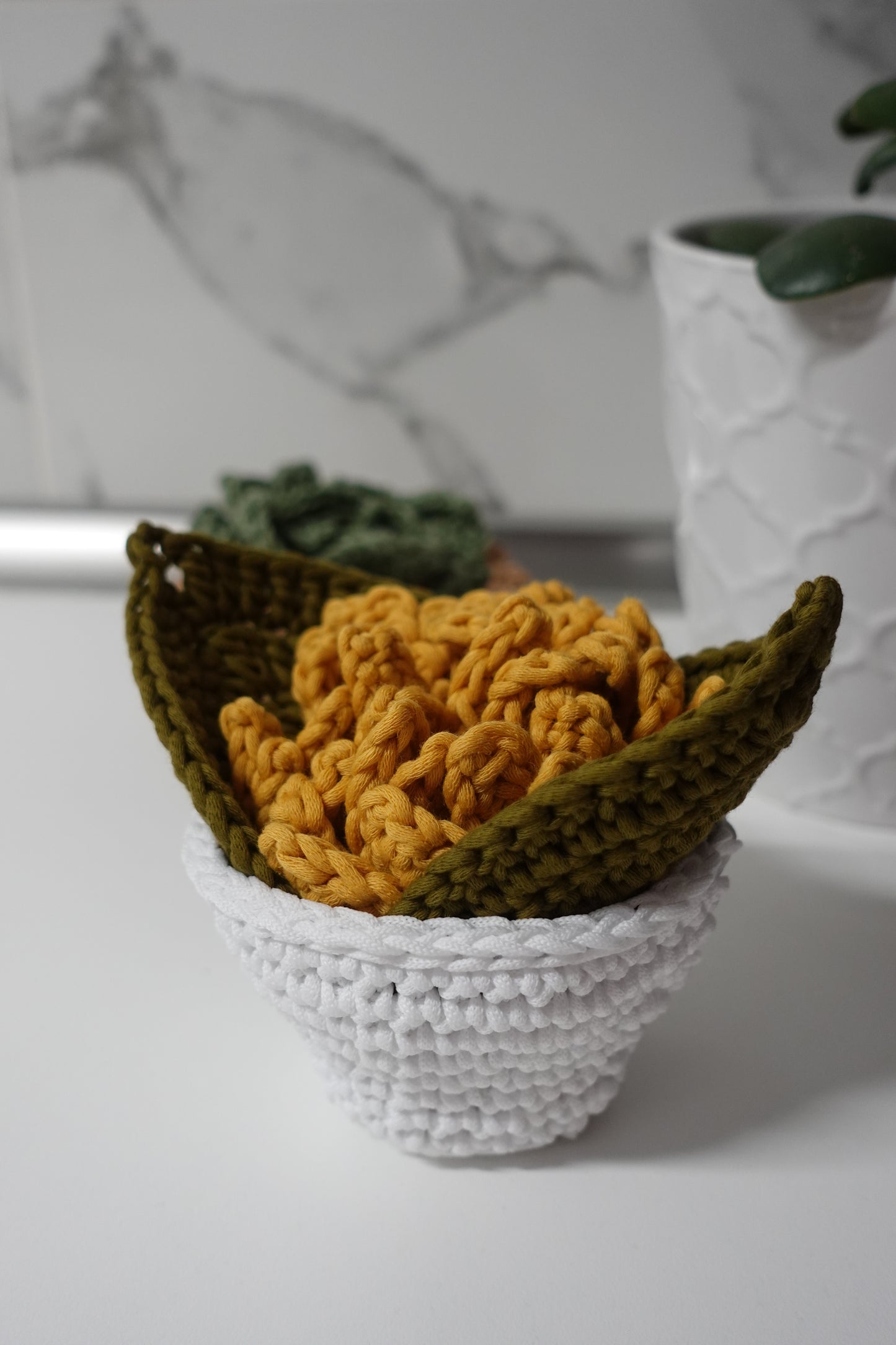 Crochet Sunflower Pot Coaster Set Written Pattern, crochet plant pot coaster pattern, Brunaticality