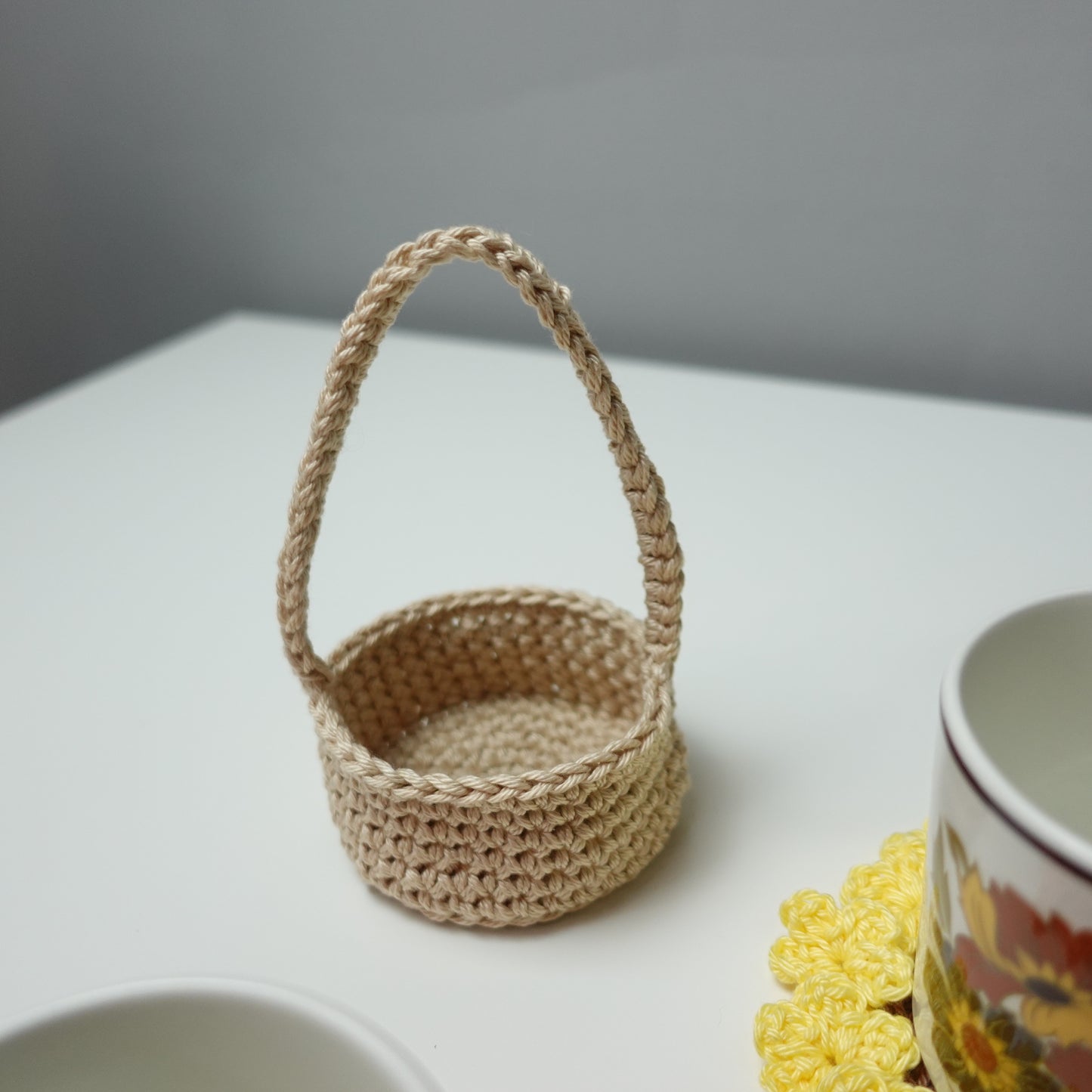 Crochet Basket Flower Coaster Set, Crochet Written Pattern, Crochet Coaster, Crochet Plant Pot Coaster, Brunaticality