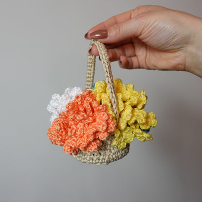 Crochet Basket Flower Coaster Set, Crochet Written Pattern, Crochet Coaster, Crochet Plant Pot Coaster, Brunaticality