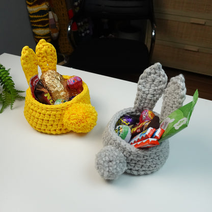 Crochet Easter Bunny Basket Written Pattern, Easter Crochet, Crochet Easter, Crochet Basket, Brunaticality