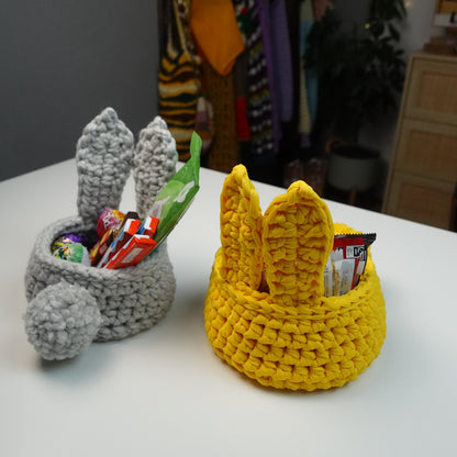 Crochet Easter Bunny Basket Written Pattern, Easter Crochet, Crochet Easter, Crochet Basket, Brunaticality