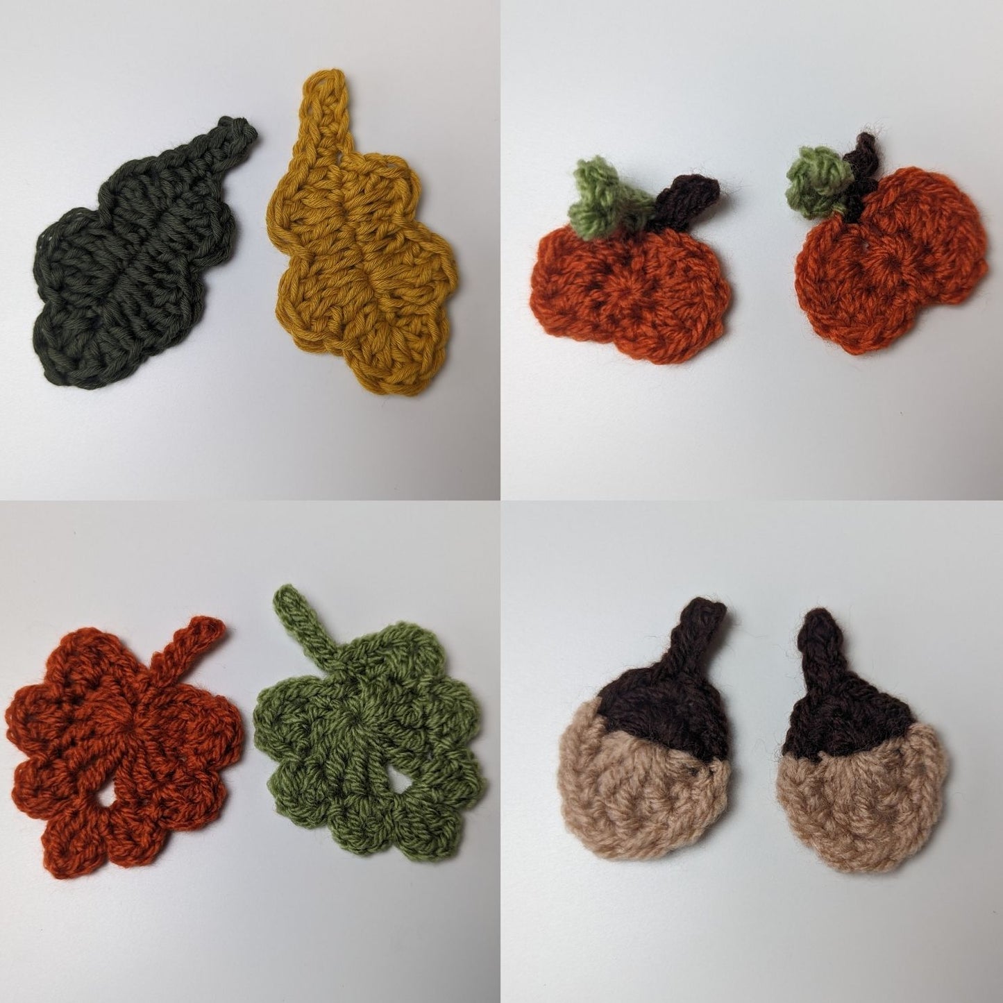 Crochet Autumn Appliques Set of 4, Crochet Written Pattern, Crochet, Brunaticality