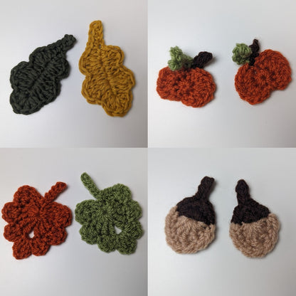 Crochet Autumn Appliques Set of 4, Crochet Written Pattern, Crochet, Brunaticality