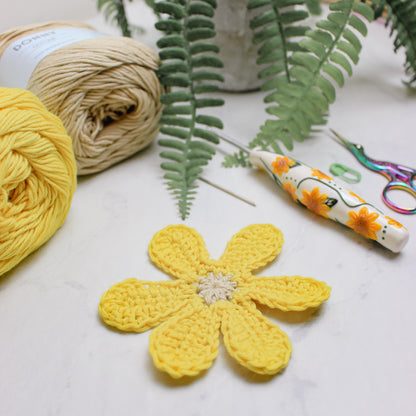 Crochet Retro Flower Written Pattern, Groovy Crochet Flower Pattern by Brunaticality