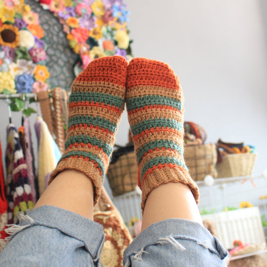 Crochet Socks Written Pattern, The Flat Crochet Socks Pattern, Easy Cr ...