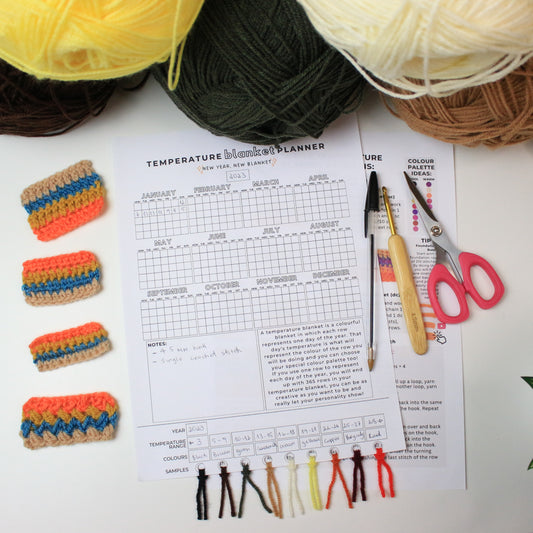 Crochet/Knitting Temperature Blanket Planner & 4 Simple CROCHET Pattern Ideas, Temperature Blanket Planner, Digital Crochet Planner, Crochet