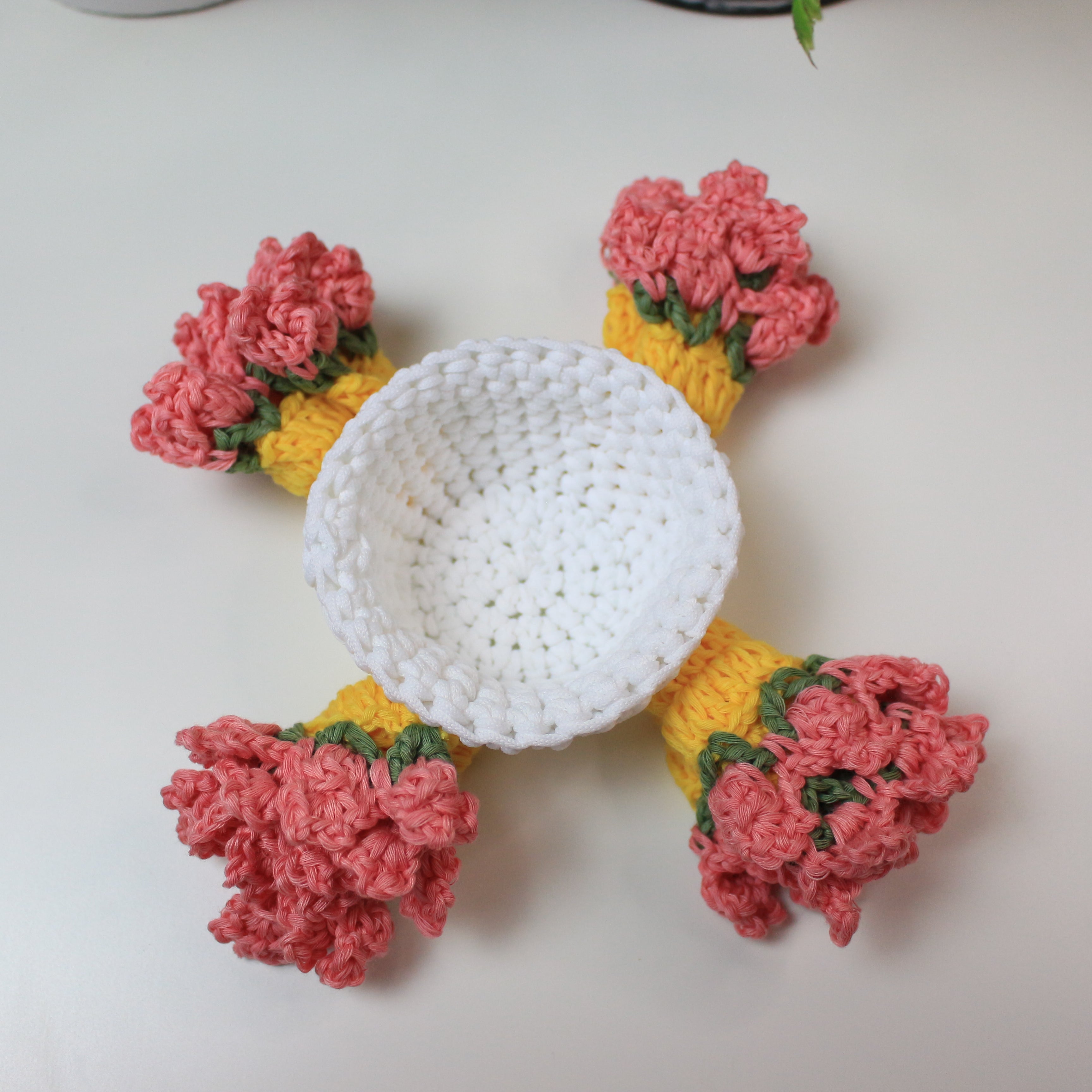 Crochet Flower Pot Coaster Set Written Pattern, crochet plant pot coas