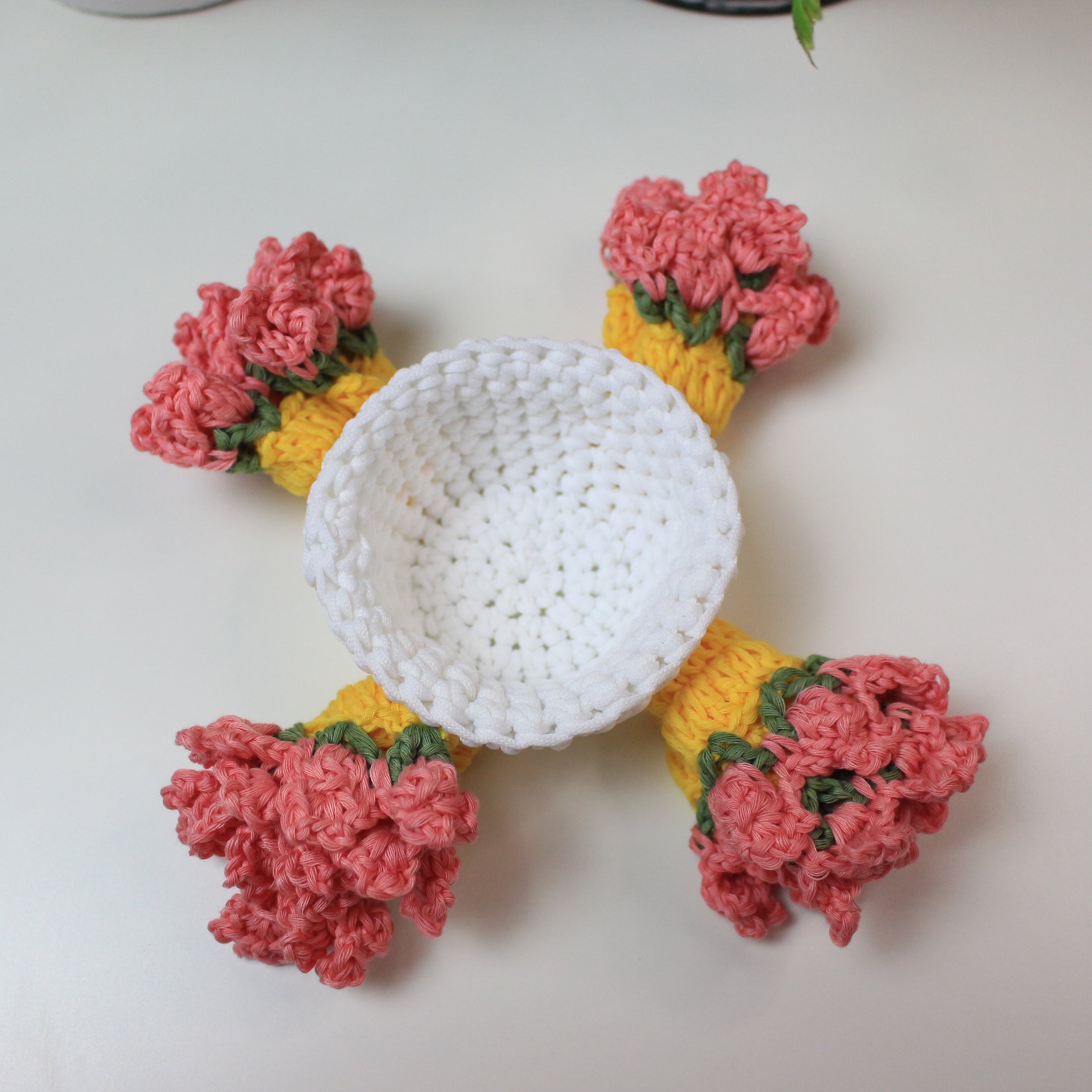 Crochet Flower Pot Coaster Set Written Pattern, crochet plant pot coas