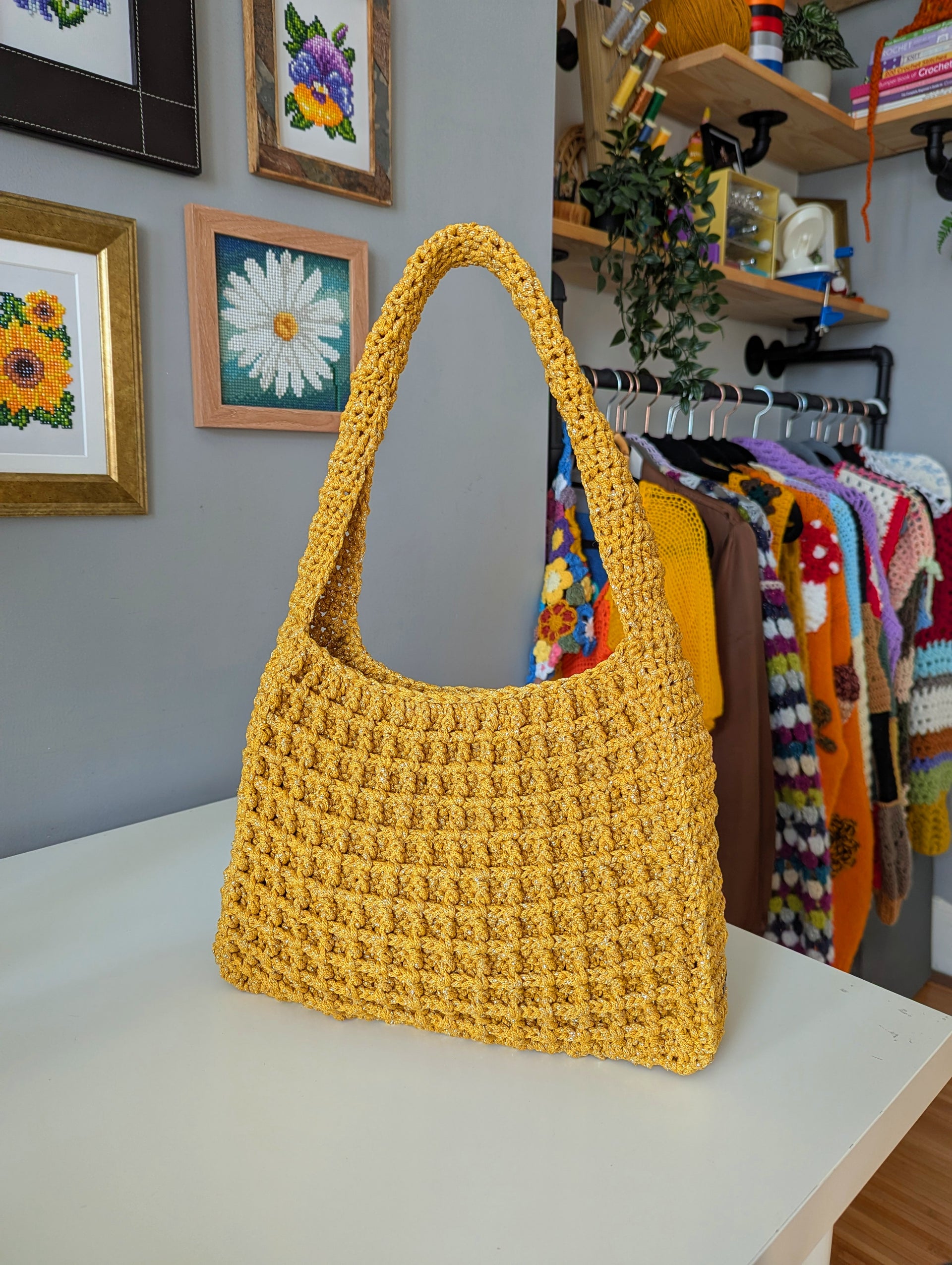 Waffle Stitch Crochet Shoulder Bag Pattern (PDF) BRUNATICALITY