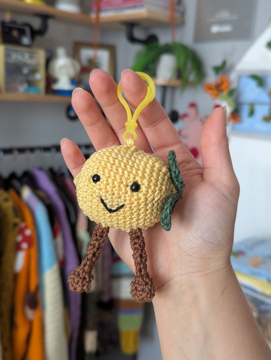 Crochet Lemon Plushie Pattern PDF - Amigurumi Bag Charm or Keychain - Beginner Friendly Fruit Toy - Crochet Pattern - Instant Download