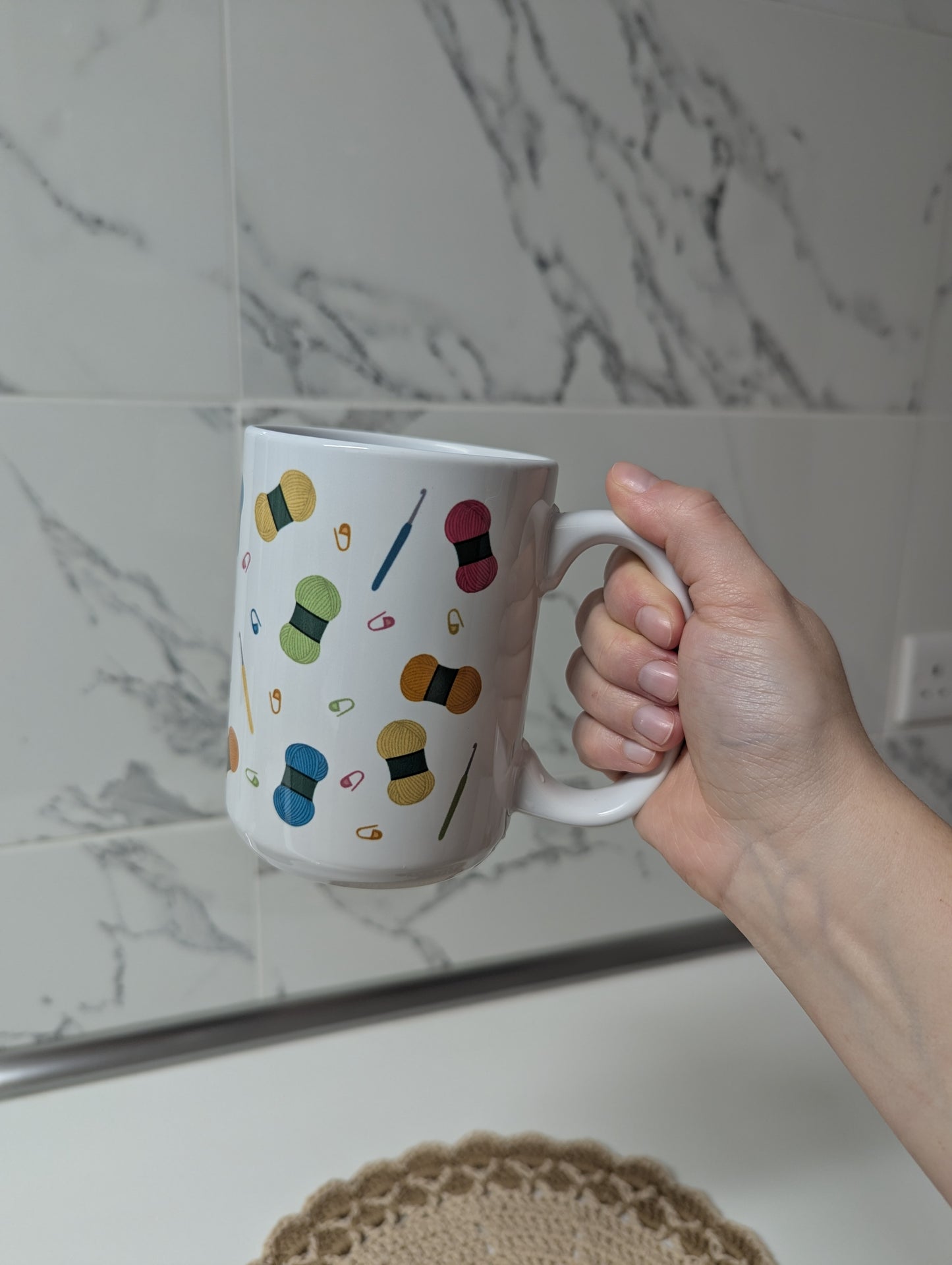 Crochet Vibes Mug by Brunaticality - Ceramic 15oz Mug