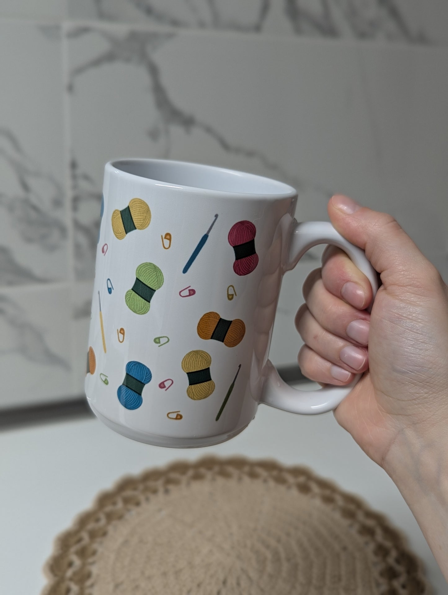 Crochet Vibes Mug by Brunaticality - Ceramic 15oz Mug