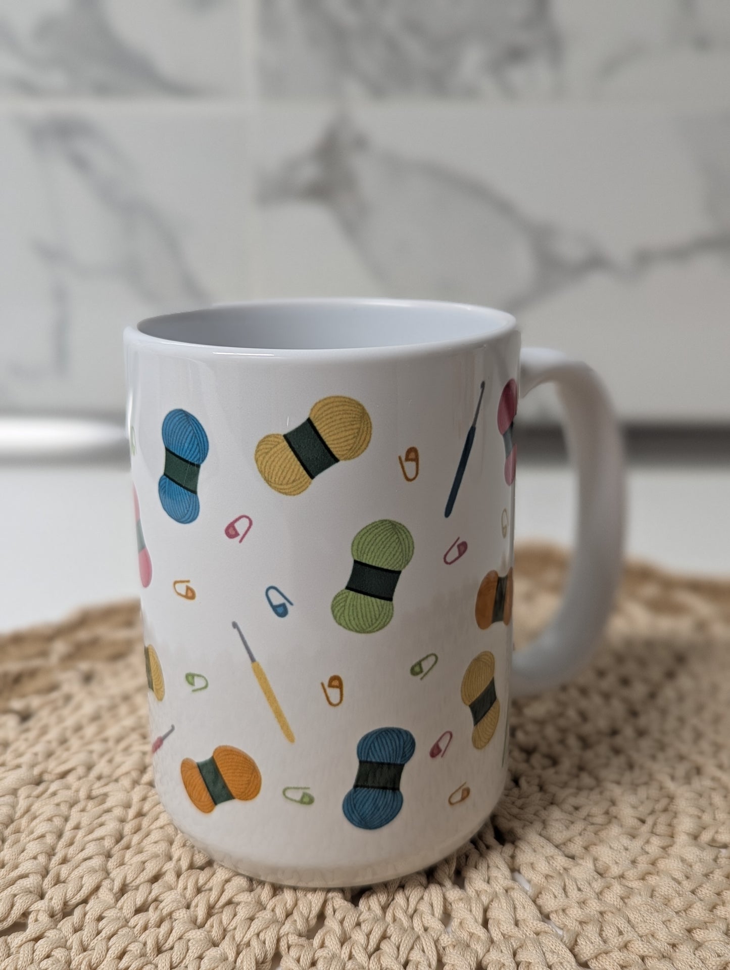 Crochet Vibes Mug by Brunaticality - Ceramic 15oz Mug