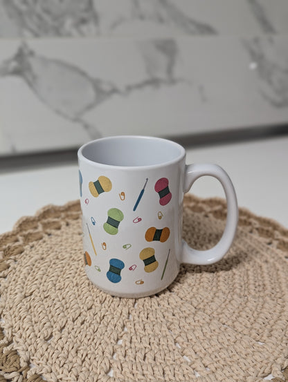 Crochet Vibes Mug by Brunaticality - Ceramic 15oz Mug