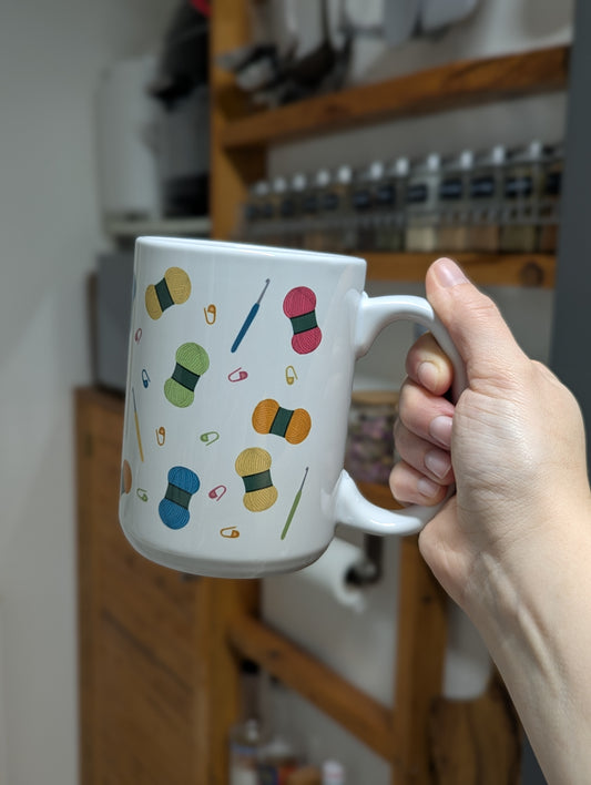 Crochet Vibes Mug by Brunaticality - Ceramic 15oz Mug