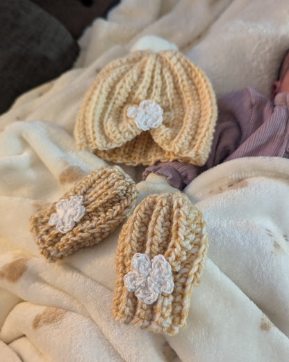 Easy Crochet Baby Hat and Mittens Set Crochet Pattern PDF, 4 Sizes, 0-12 Months