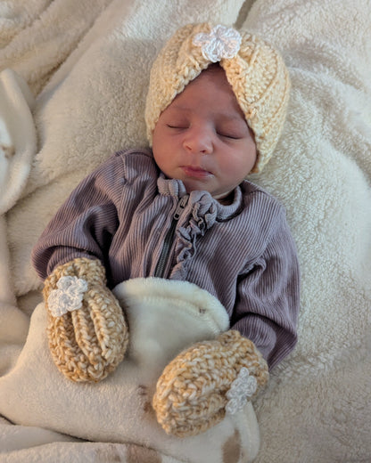 Easy Crochet Baby Hat and Mittens Set Crochet Pattern PDF, 4 Sizes, 0-12 Months
