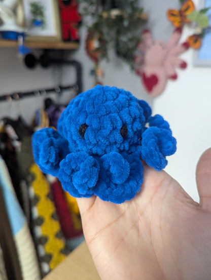 Bundle of 3 Handmade Crochet Mini Octopus Plushies – Blue, Yellow & Lilac