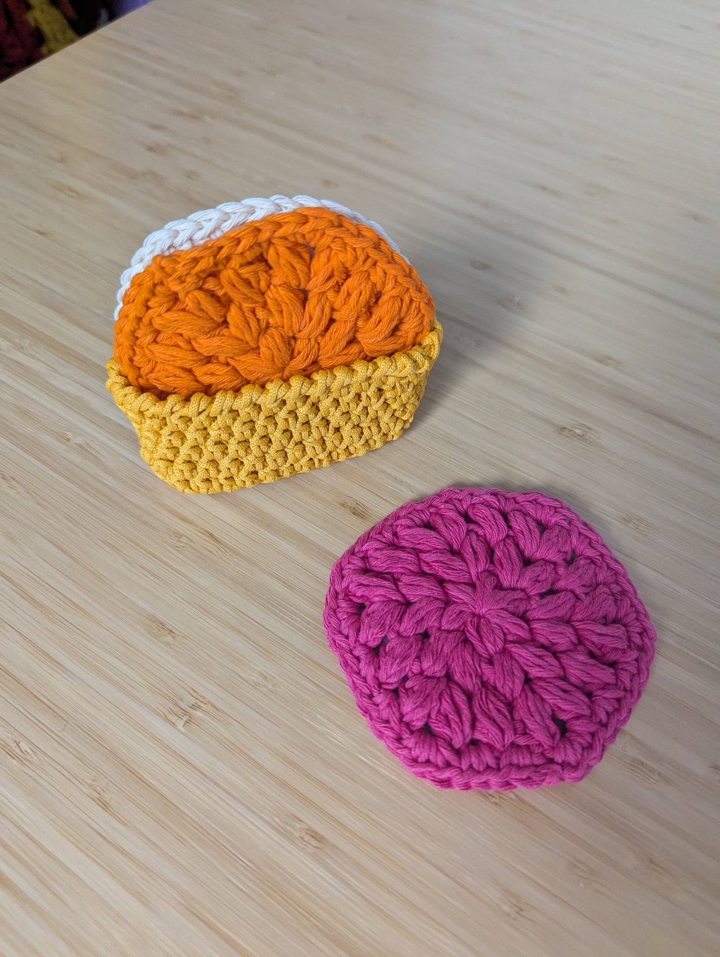 Reusable Crochet Face Scrubbies Set with Storage Basket – Set of 3