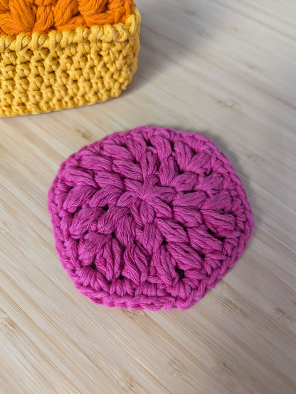 Reusable Crochet Face Scrubbies Set with Storage Basket – Set of 3