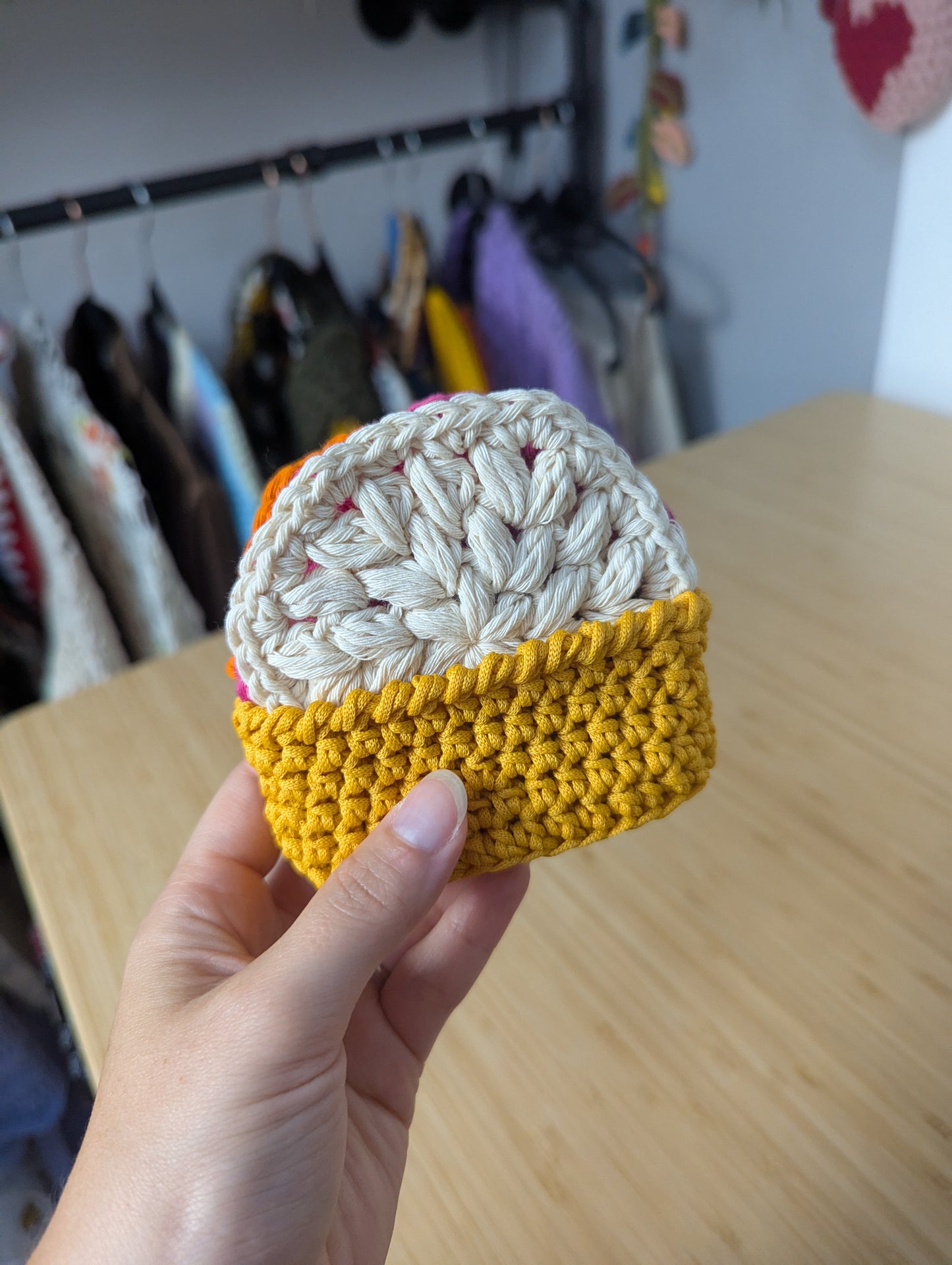 Reusable Crochet Face Scrubbies Set with Storage Basket – Set of 3