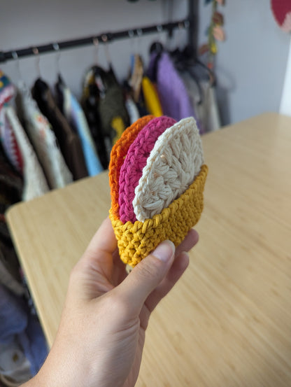 Reusable Crochet Face Scrubbies Set with Storage Basket – Set of 3