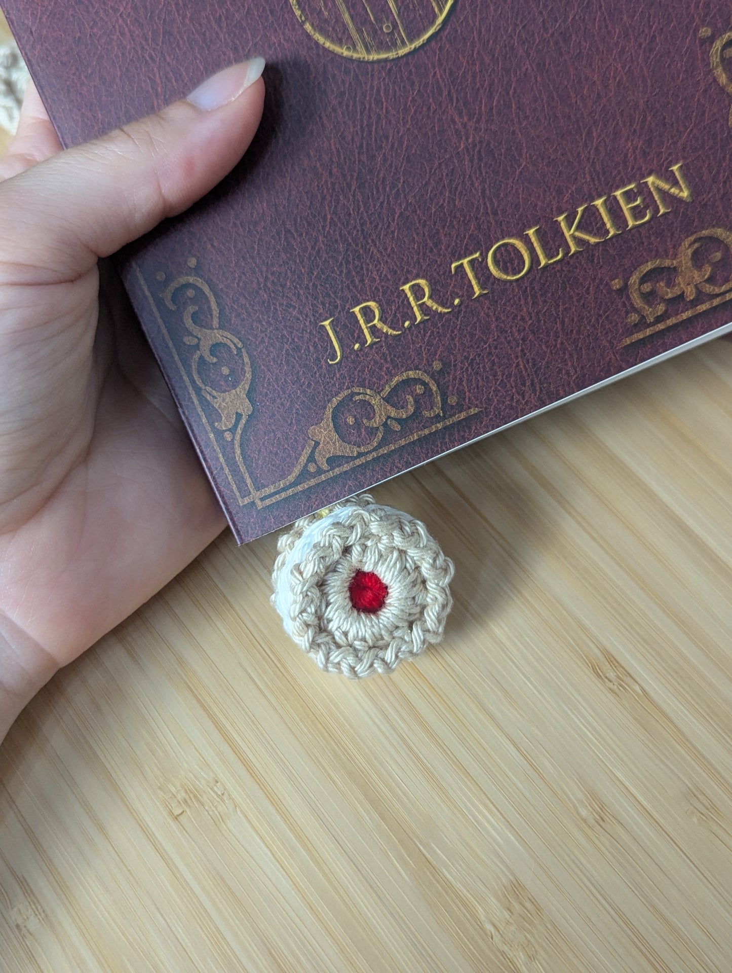 Handmade Crochet Coffee Cup & Biscuit Bookmark – Cute Book Accessory