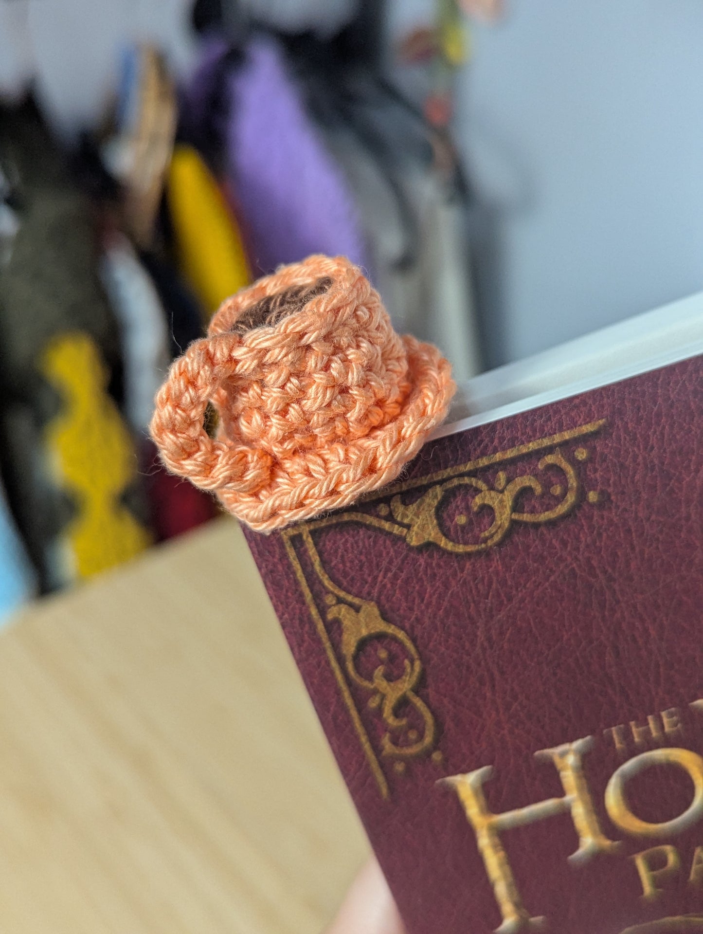 Handmade Crochet Coffee Cup & Biscuit Bookmark – Cute Book Accessory