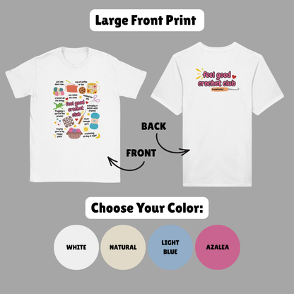 CUTE Feel Good Crochet Club Doodle T-Shirt - 2 Design Options